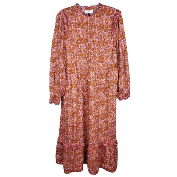 Universal Thread Balloon Sleeve Liberty Floral Prairie Midi Dress Cottagecore M - Picture 1 of 8